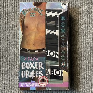 Billabong Performance Microfiber Boxer Briefs Men SMALL Fly Front 4 Pack NEW